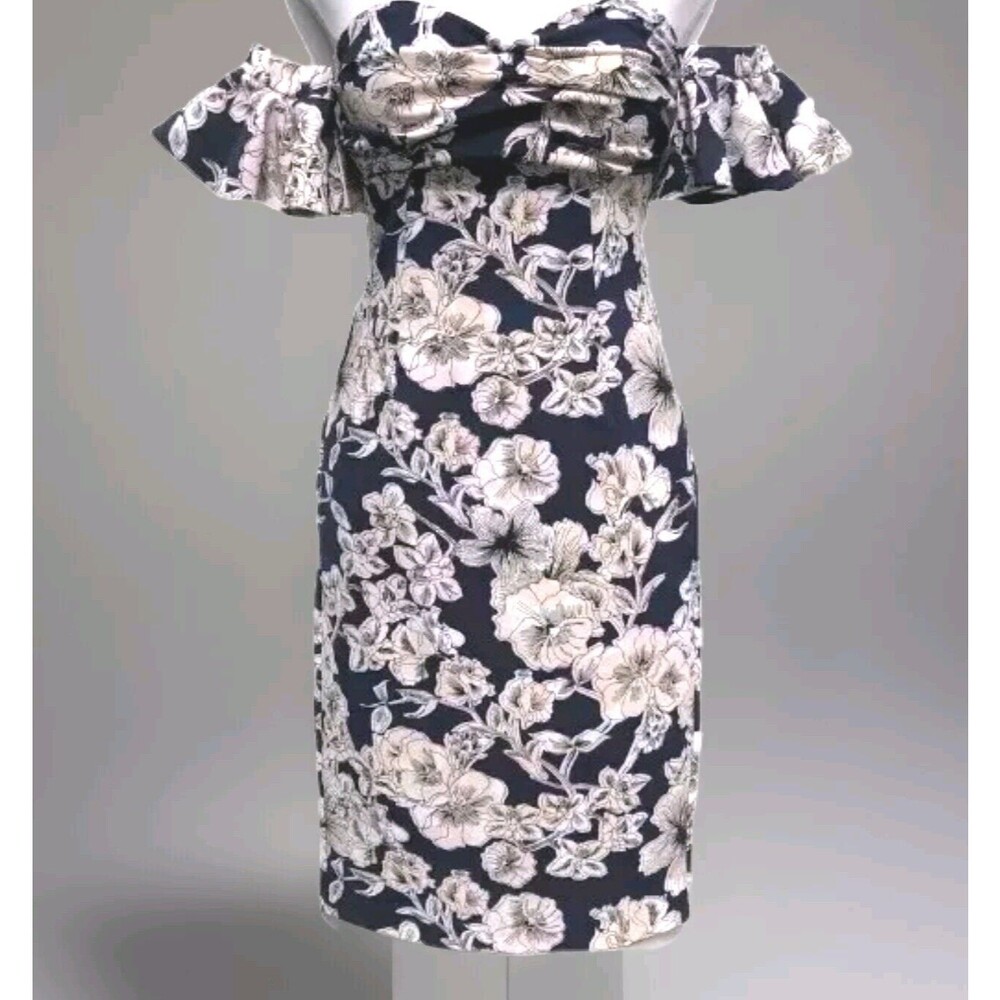 Bardot Women Blue Multicolor Floral‎ Off Shoulder Dress Size 10L